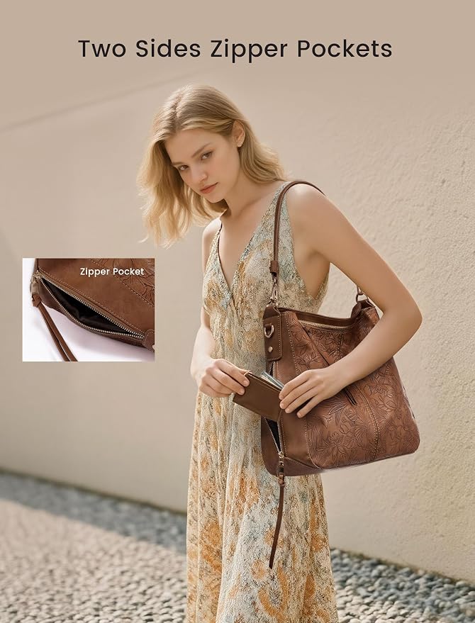Hobo Crossbody Bag for Women, Designer Shoulder Purse Handbags - Image 3