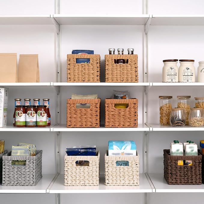 GRANNY SAYS White Wicker Baskets for Storage, Wicker Storage Baskets,2-Pack | Waterproof Storage Baskets for Organizing, Plastic Wicker Basket for Shelf, Living Room, Pantry, Entryway, Woven Baskets - Image 6