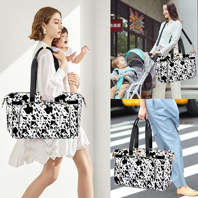 Diaper Bag Tote for Baby 7PCS, Large Mommy Bag with Portable Changing Pad | Multifunctional Hospital Bags for Labor and Delivery with Pacifier Case and Organizer Pouches,Travel Baby Bag for Boy Girl - Image 2