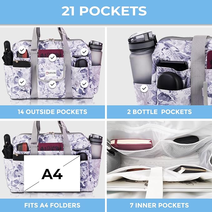 White Peas Nurse Bag & Utility Tote - Waterproof, Top YKK Zip, L18" x H14" x W7" - SHYLERO - Image 4