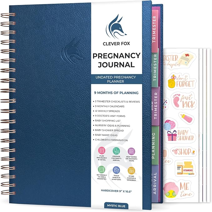 Clever Fox Pregnancy Journal, Expecting First Time Mom Planner Mystic Blue | Organized pregnancy & baby diary with weekly countdown calendars & checklists, maternity memory book, ivf 9 x 10.5 in by CleverFox