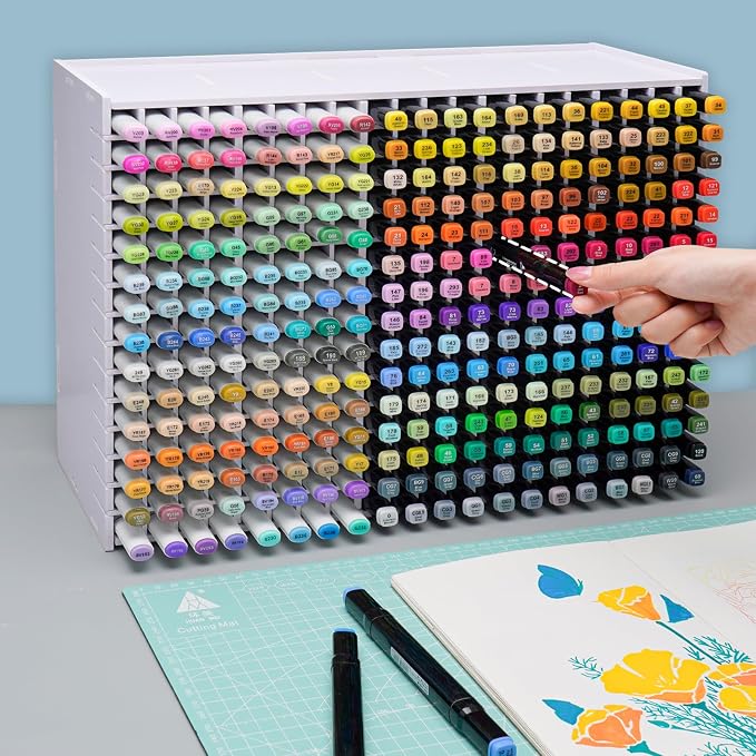 Art Marker Storage Rack for 300 Markers | Watercolour Brushes Pens Color Pencils Organizer Holder for Desk - Image 5