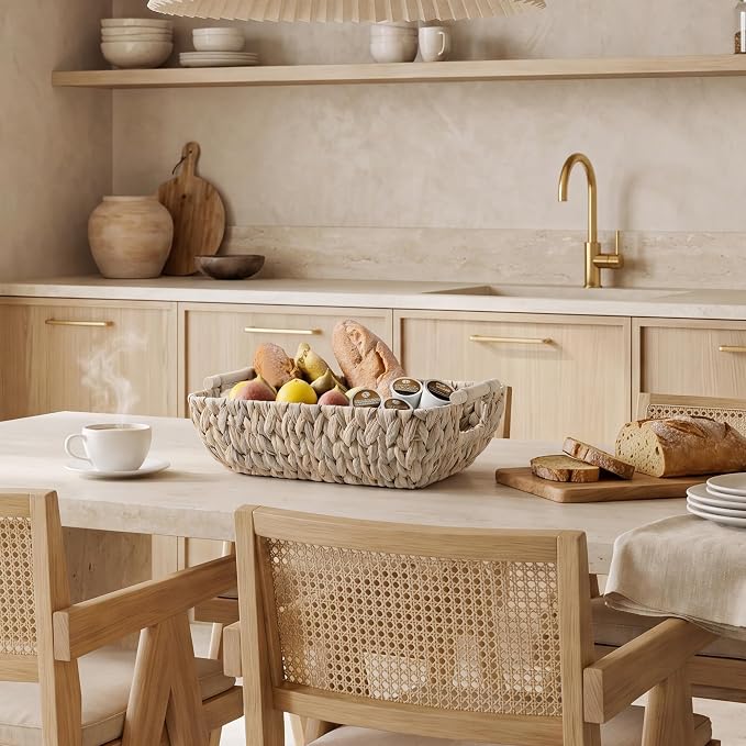 StorageWorks Wicker Baskets for Storage, Storage Baskets for Decor | Wicker Storage Baskets for Shelves, Baskets with Wooden Handles, 2-Pack Gifts Basket for Home Decor, Hand-Woven Basket - Image 7