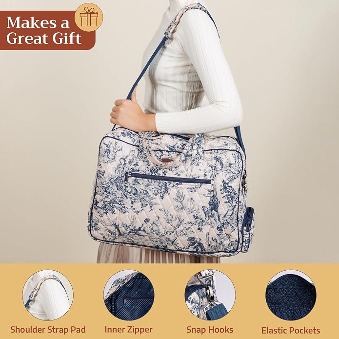 Maison d' Hermine Weekender Bags for Women Cotton Quilted Duffel Overnight Luggage Weekend Bag for Men Gym Gifts Travel | Overnight Luggage Weekend Bag for Men Gym Sports Gifts Duffle bag Business Travellers Trip Spring Summer - Image 7