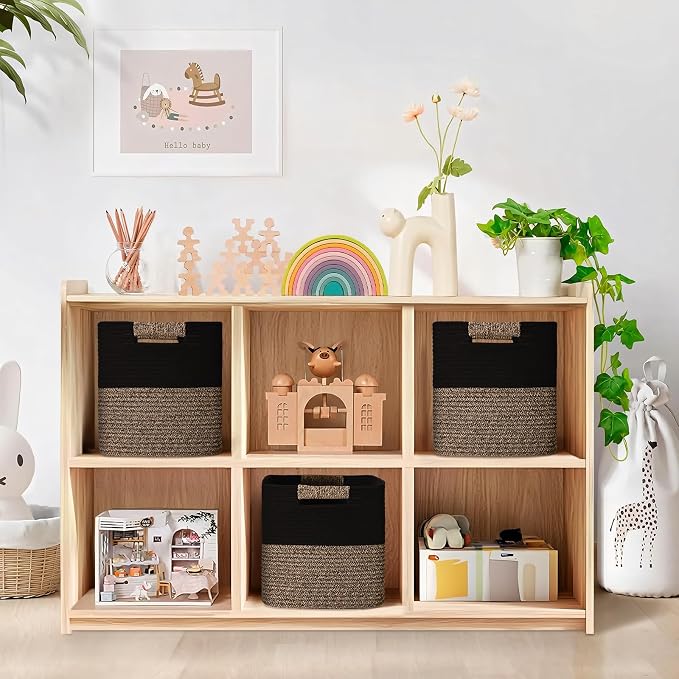 13 Inch Storage Cubes, 3 Pack Cube Storage Bins for Organizing, Cotton Rope Woven Baskets for Shelves, Bathroom, Kids Room, Closets, Baby Nursery - Image 2