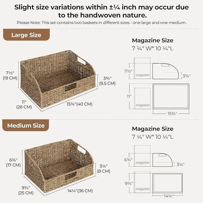 StorageWorks Pantry Baskets for Organizing, Seagrass Storage Baskets,2-Pack | Large Seagrass Baskets, Wicker Storage Baskets for Shelves,Pantry Organizers and Storage,Handwoven Wicker Baskets for Storage - Image 2