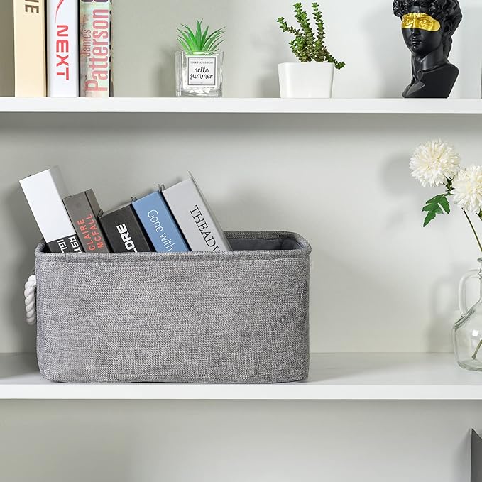 Large Storage Bins Basket, 2 Pack Grey Fabric Storage Cubes for Changing Table Nursery Livingroom Kidsroom Playroom Toy, Collapsible Storage Baskets for organizing Shelves Closet - Image 4