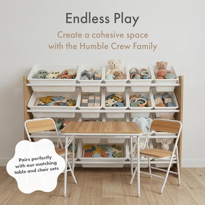 Humble Crew Kids Toy Organizer with 20 Bins, 4 Tier Storage for Playroom | Sturdy wood and steel toddler shelf, removable BPA-free containers, wall anchor anti-tip safety kit for bedroom or classroom - Image 8
