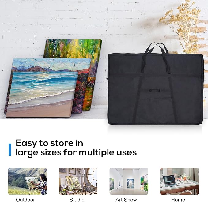 JJRING Dacron Art Portfolio Tote Bag 37'' x 49'' For 36'' x 48'' Black | Light Weight Carrying Storage Case Suitable Poster, Sketching, And Drawing - Image 5
