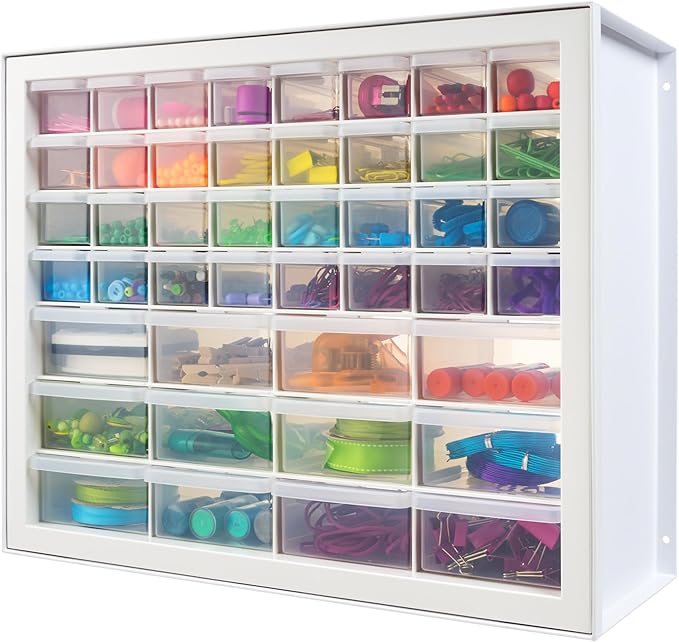 IRIS USA 44-Drawer Small Parts Storage Cabinet, Crafts, Made in USA, White | Wall-mountable, Stackable, Building Bricks, Screws, Nuts & Bolts, Hardware, Garage Tool Storage by IRISUSA