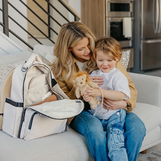 JuJuBe x Witney Carson - New Classic Diaper Bag Backpack with Portable Changing Pad, Stroller Straps, Large Travel Backpack, Carrying Baby Bottles, Wipes, Diapers, Cloud, Mothers Day Gift - Image 5