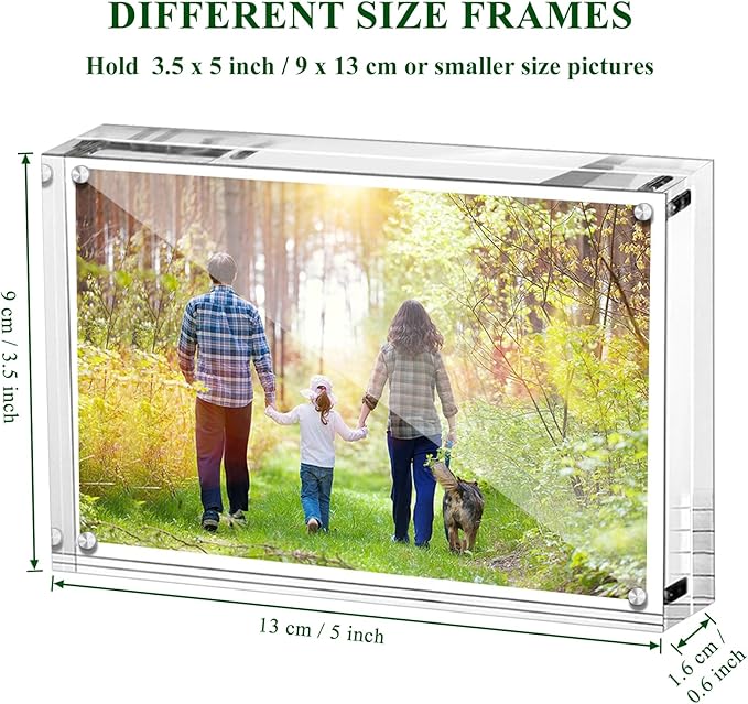 Boxalls Acrylic Photo Frame 9 x 13 cm (3.5 x 5 inch), Double Sided Picture Frame with Magnetic, Clear Frameless Desktop Photo Block - Image 2