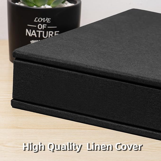 Large Photo Album Self Adhesive 4x6 5x7 3x5 8.5x11 Scrapbook Magnetic Album DIY Scrap Book Length 13 x Width 12.8 (Inches) 120 Sticky Pages Linen Cover DIY Photo Album (Black) - Image 5