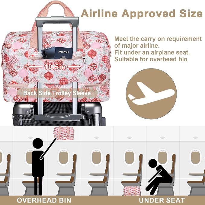Weekender Bags for Women, 21" Travel Duffle Bag with Shoe Compartment | 3PCS Carry On Overnight Large Duffel Bag with Crossbody Bag and Toiletry Bag for Weekend Travel Gym Hospital Business Trip - Image 4