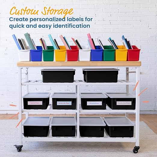 ECR4Kids Letter Size Tray Organizer with Lid, Large, 10-Piece, Black | Durable plastic, GREENGUARD Gold Certified, 1 gallon capacity, stackable/nestable, easy-lift lids, classroom & home use - Image 4