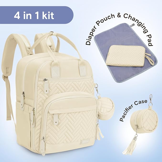 iniuniu Baby Diaper Bag Backpack, 4 in 1 kit Large Capacity Travel Backpack | Waterproof Backpack for Moms Dads,Travel Backpack with Pouch,Washable Changing Pad, Baby Essentials - Image 2