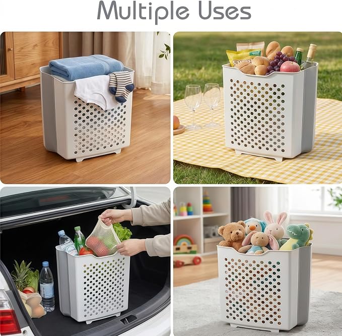 Wall Hanging Laundry Basket,Collapsible Hanging Laundry Hamper(Grey) | Wall Hanging Laundry Basket,Resin Shelf Basket Accessory,12“ x 7” x 15.1, for Suncast Select Outdoor Shed Models (Gray-S) - Image 4