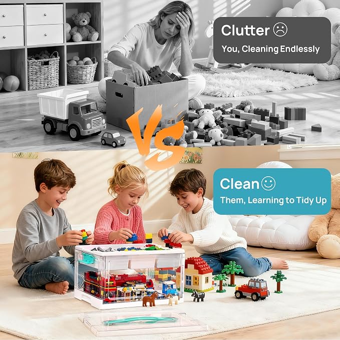 Vtopmart 24 QT Clear Craft Organizer with Removable Tray & Dividers, 1 Pack | Storage Box for Coloring Books, Modeling Clay, Molds and Art Supplies, Keeps Craft Materials Organized and Easy to Access - Image 3