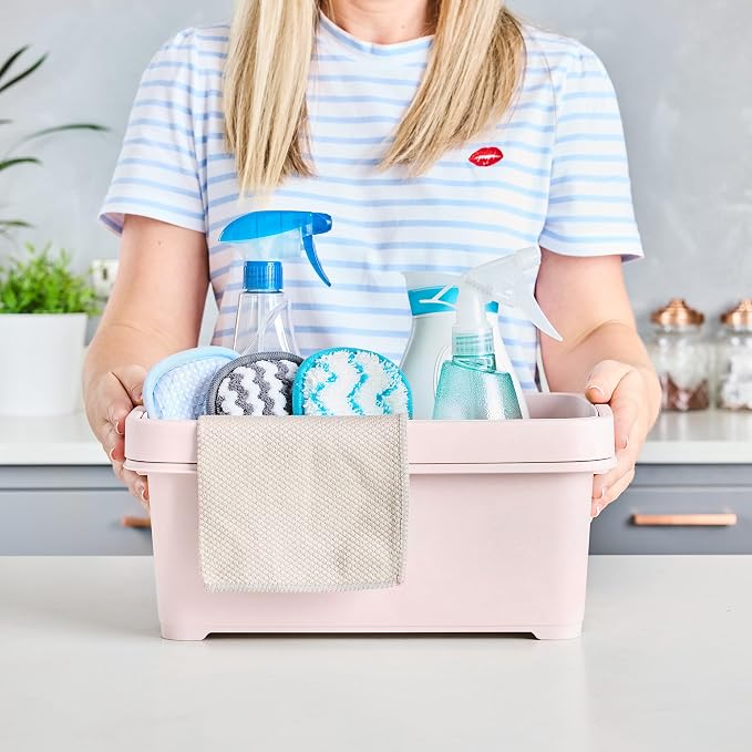 Minky Storage Caddy with Divider, Multi-Purpose Plastic Storage Box, White, 1L Capacity - Image 2