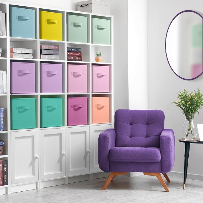 Sorbus 13 Inch Storage Bins - Sturdy Collapsible Fabric Storage Cubes with Handle - 12 Foldable Baskets for Organizing Clothes, Toys, Books - Storage Baskets for Shelves, Closets - Image 3