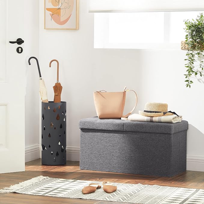 SONGMICS MAZIE Collection - 30 Inches Storage Ottoman, Foldable Storage Bench with Flipping Lid, 660 lb Load Capacity, for Entryway, Living Room, Bedroom, Dark Gray ULSF46GYZ - Image 8
