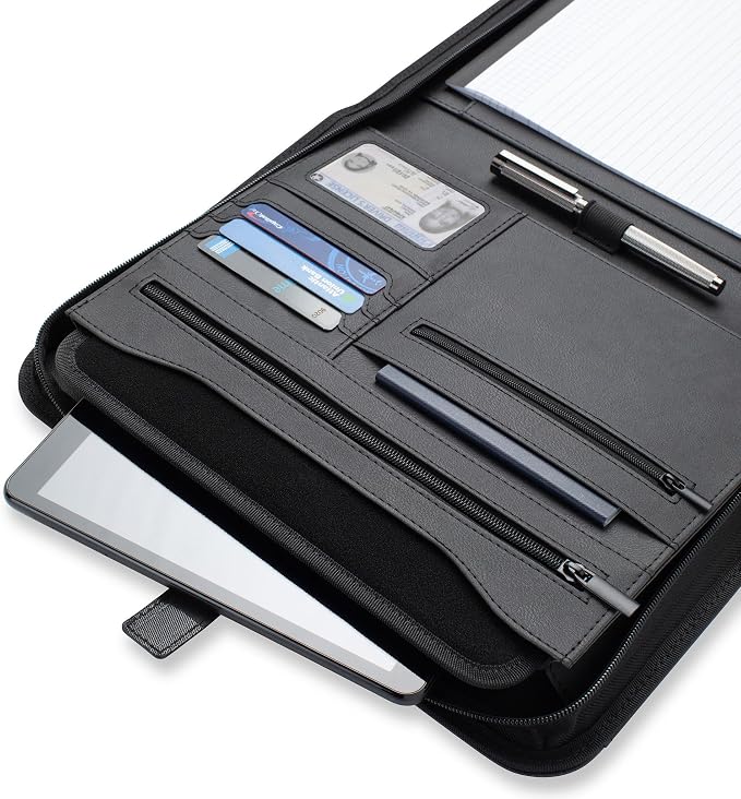 Forevermore Portfolio Binder, Slim No Ring, Zipper, Vegan Leather, Black - Image 4