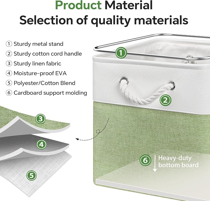 ECDYQXVU 13x13x13 Inch Storage Cube Bins Foldable Organizer Baskets 6 Pack | Soft Cotton Handles, Premium EVA Fabric, Hard Cardboard Bottom, Sturdy Metal Rim, Closet Shelf, Living Room, Bedroom, Laundry - Image 3