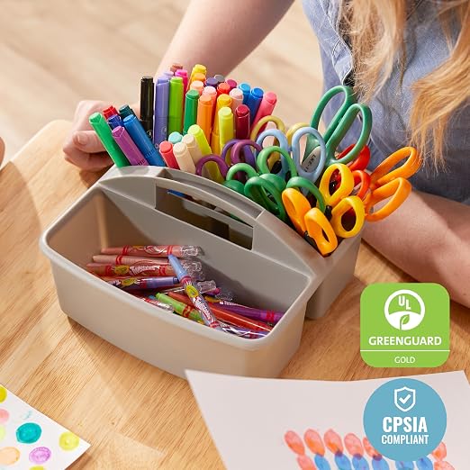 ECR4Kids 3-Compartment Small Plastic Caddy, Multipurpose Organization, Grey, 6-Pack - Image 6