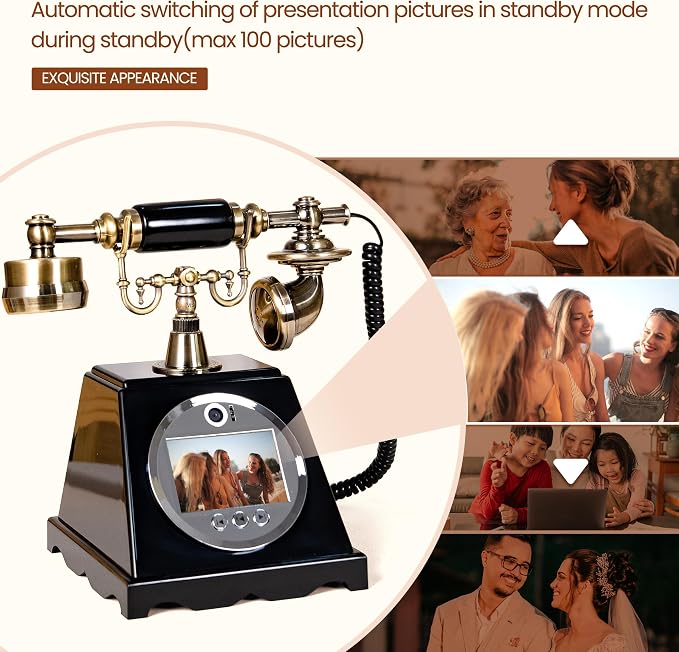 Video Audio Guest Book Wedding Phone,1080P HD Video Phone Guestbook, Preserve Your Special Occasions, Ideal for Wedding Bridal Shower, Birthday, Graduations, Baby Shower(Retro Black) - Image 6