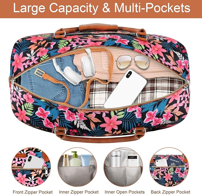 ITIEZY Weekender Bag for Women 21.5" Travel Duffel Large Carry On Bag 3PCS | Nylon Duffel Bag with Waterproof Shoe Compartment, Crossbody Bag and Toiletry Bag, Travel Weekend Hospital Overnight Gym Bag - Image 4