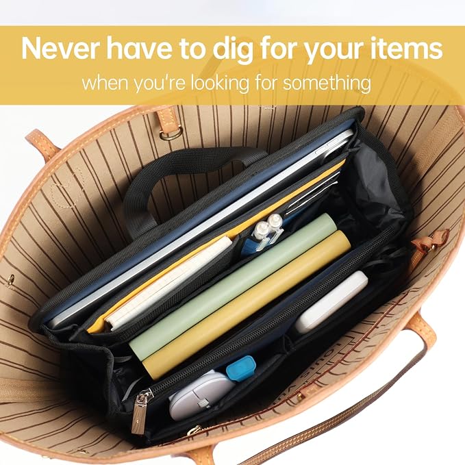 Small Rugged Organizer Insert for Briefcase Tote Shoulder Messenger Bag-19 Pockets,Padded Water-repellent Nylon-Mix - Image 3