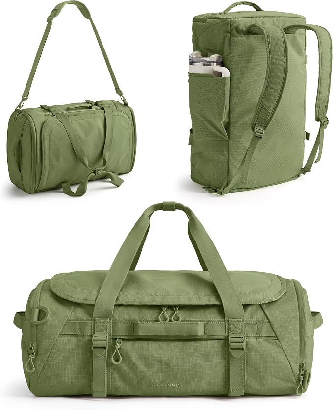 BAGSMART 4-IN-1 Duffle Bag for Travel, 40L Gym Bag Workout with Wet Pocket | TSA Carry on Backpack with Shoes Compartment, Duffle & Backpack for Gym Travel Weekender Hiking, Water-resistant by BAGSMART