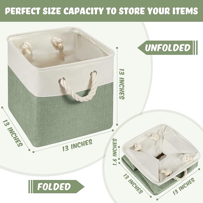 6 Pack 13x13 Inch Cube Storage Bins Fabric Square Cube Basket, Dark Morandi | Colorful Foldable Organizer with Sturdy Handles, Home Closet Bin for Shelves, Durable Cube Baskets Bulk for Home Storage - Image 2
