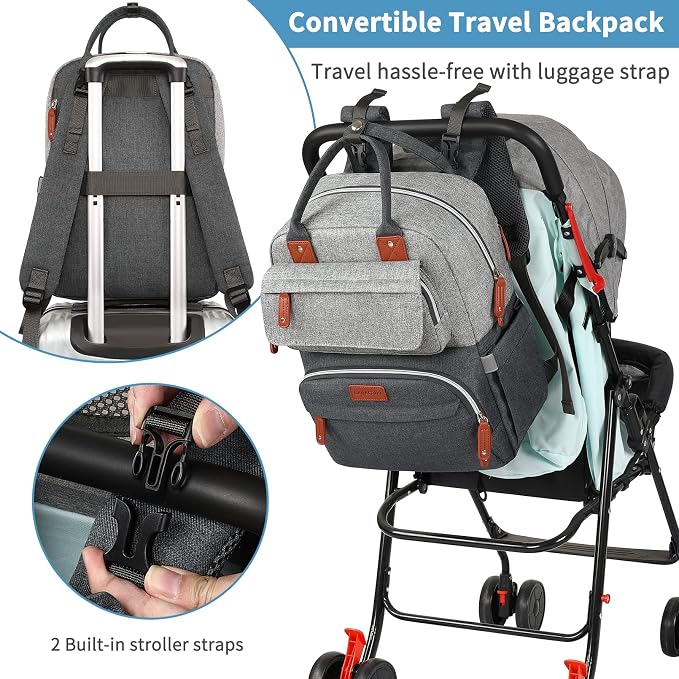 Diaper Bag Backpack, Baby Bag for Boys Girls, Large Diaper Backpack Travel Diaper Bags with Insulated Pockets Baby Registry Search Shower Gifts Newborn Essentials for Mom Dad, Waterproof Grey - Image 5