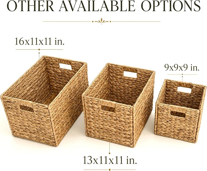 4 Decorative Hand-Woven Water Hyacinth Wicker Storage Basket, 9x9x9 - Image 10
