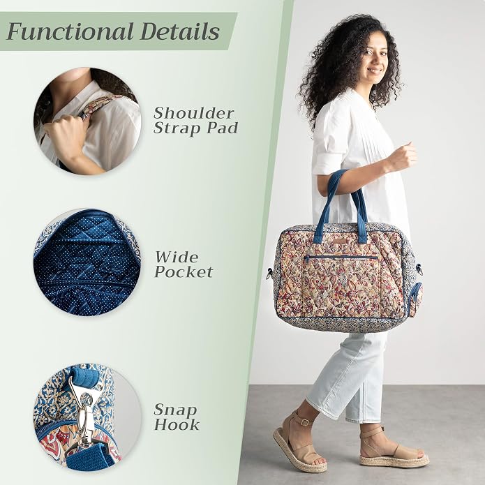 Maison d' Hermine Weekender Bags for Women Cotton Quilted Duffel Overnight Luggage Weekend Bag for Men Gym Gifts Travel | Overnight Luggage Weekend Bag for Men Gym Sports Gifts Duffle bag Business Travellers Trip Spring Summer - Image 5