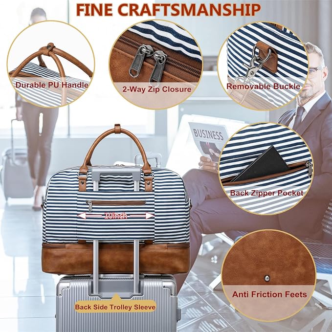 4PCS Weekender Bags for Women Large Overnight Weekend Travel Duffel Bags | Travel Bag Carry-on Tote Hospital Bag with Shoe Compartment Crossbody Toiletry Bag for Travel Business Gym Water Resistant - Image 5
