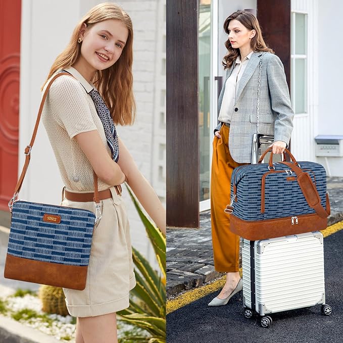 TIBES Travel Weekender Bag for Women, Overnight Bag with Shoe Compartment | 3PCS Large Travel Duffel Bag for Gym, Travel, Hospital, Business Trip, Carry On Tote, Wet & Dry Separation, Water Resistant - Image 8