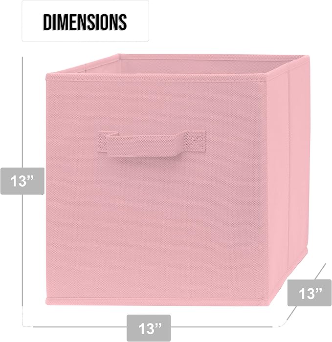 13 Inch Cube Storage Bins - 6 Pack - Large, Dual Handles, Foldable | 13x13 Fabric Bins for Organizing Closet, Clothes and Toys - Image 2