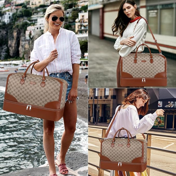 ITIEZY Weekender Bag for Women 21.5" Travel Duffel Large Carry On Bag 3PCS | Nylon Duffel Bag with Waterproof Shoe Compartment, Crossbody Bag and Toiletry Bag, Travel Weekend Hospital Overnight Gym Bag - Image 5
