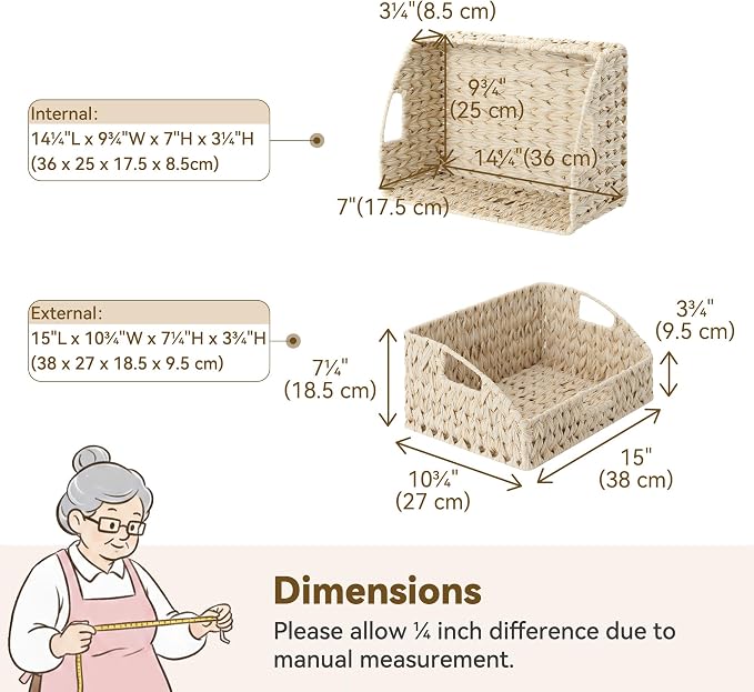 GRANNY SAYS Wicker Storage Baskets for Shelves, Large Wicker Basket | Wicker Storage Baskets for Pantry, Open Front Basket for Shelves, Kitchen Storage Baskets, Decorative Basket for Home Decor - Image 2