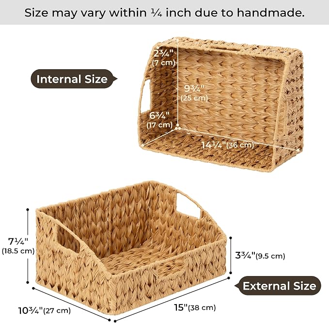 GRANNY SAYS Wicker Storage Basket for Shelves, Large Wicker Basket | Wicker Storage Baskets for Pantry, Open Front Basket for Shelves, Kitchen Storage Baskets, Decorative Basket for Home Decor - Image 2