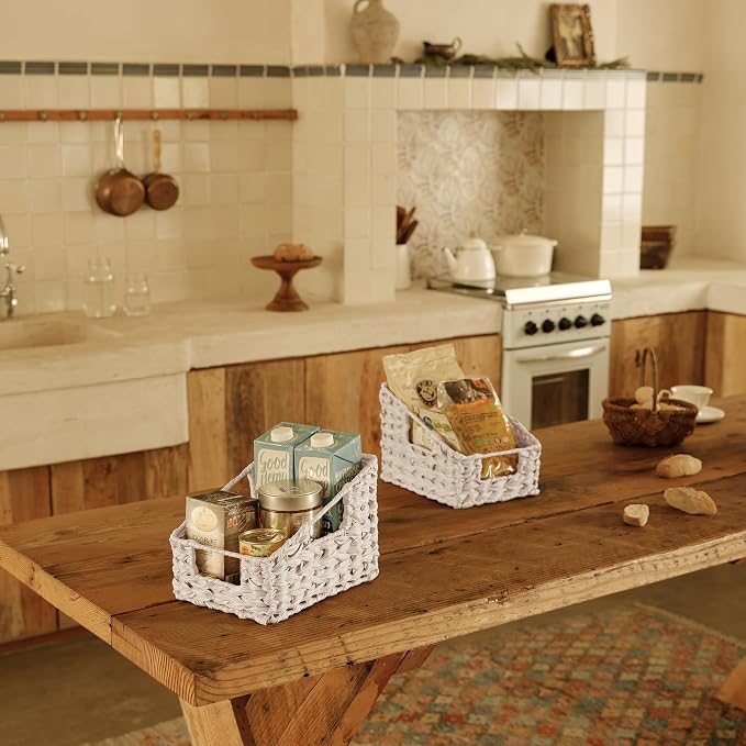 GRANNY SAYS Wicker Baskets for Organizing, Wicker Baskets for Storage | Wicker Storage Baskets for Pantry, Open Front Basket for Shelves, Kitchen Storage Baskets, Decorative Basket for Home Decor - Image 4