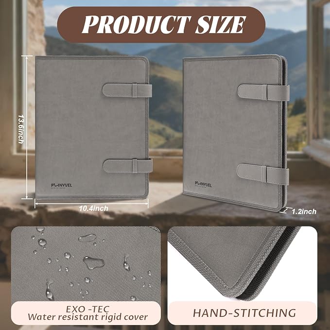 Gray Leather Sketchbook Cover 9x12, Travel Drawing Portfolio | Portable sketch kit organizer, pencil holder, Fits 9x12 Sketch Book, Spiral Pad, Compact artist storage case - Image 3