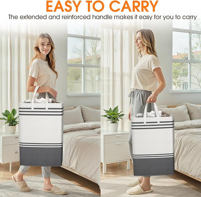 4 Pack Large Laundry Baskets, Laundry Hampers, Freestanding Waterproof Collapsible Clothes Bag with Extended & Reinforced Handles - Clothes Basket for Dorm, Bathroom, Home (75L) - Image 6