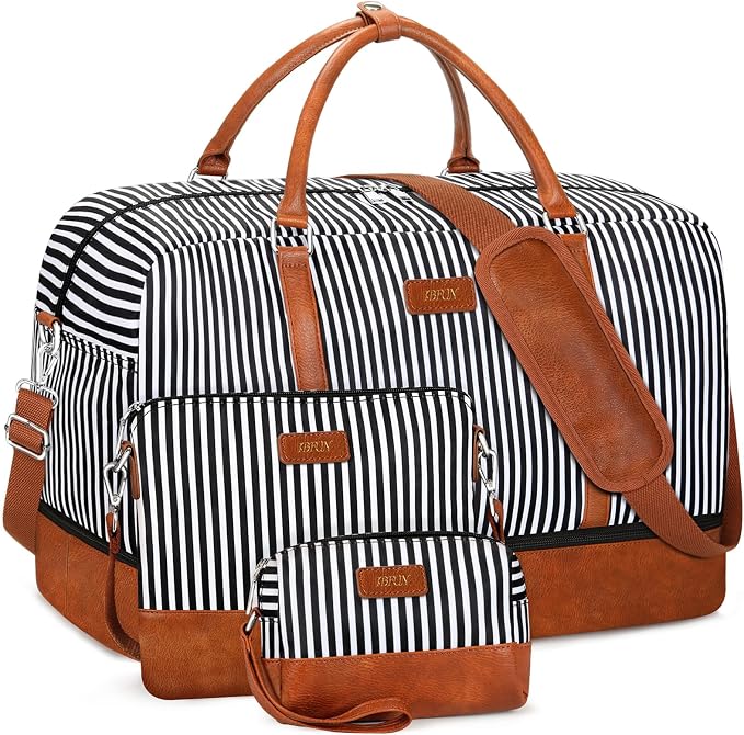 Weekender Bags for Women, 21" Weekender Travel Bag, Travel Duffle Bag with Shoe Compartment Carry on Overnight Duffel Bag for Weekend Travel Business Trip, 3PCS | 3PCS Carry On Overnight Large Duffel Bag with Crossbody Bag and Toiletry Bag for Weekend ... by IBFUN