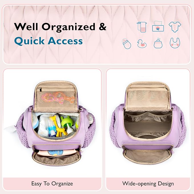 mommore Diaper Bag Backpack, Stylish Mini Travel Bag with Changing Pad | Insulated Pockets & Stroller Straps; small diaper backpack, compact maternity bag for baby essentials, hospital & daily work - Image 4