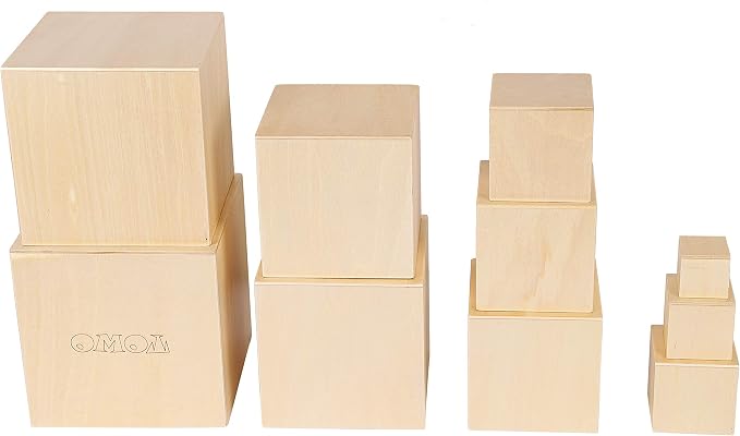 TOWO Wooden Stacking Boxes, Natural Wood Sorting Cups for Toddlers | Wooden stacking cubes support nesting, sorting and early learning; Montessori toy for toddlers age 2+ - Image 2
