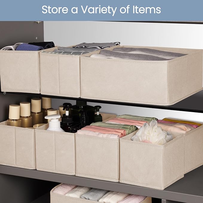 Drawer Organizer Clothes,16 Pack Underwear Drawer Organizers, Foldable Closet Organizers and Storage Dresser Drawer Dividers Clothing Organizer for Clothes, Socks, Scarves, Bra, Ties (Beige) - Image 8