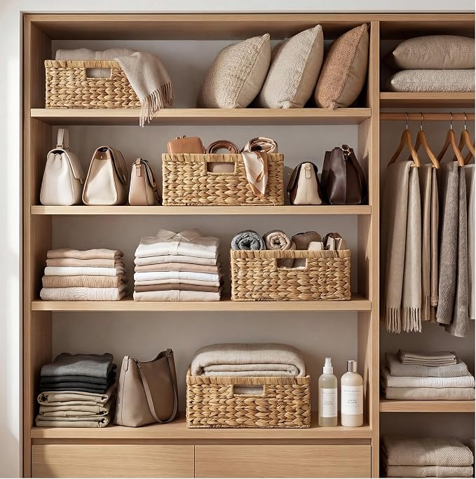 StorageWorks Large Wicker Baskets for Storage,Woven Basket for Gifts,1-Pack | Water Hyacinth Rectangular Wicker Basket, Wicker Storage Baskets for Shelves, Woven Baskets for Storage, Blanket Basket - Image 7
